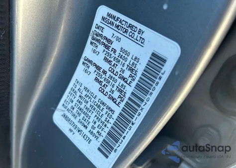 2001 Nissan Pathfinder Le z USA, uszkodzony, nr VIN JN8DR07X91W514376